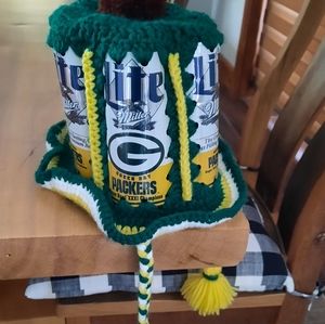 Green Bay Packer crocheted beer can hat